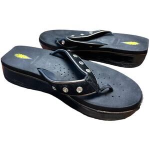 Volatile Black Rhinestone Platform Flip Flops Women's Size 8